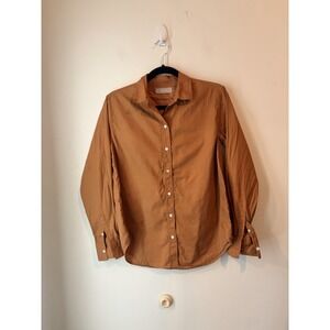 Everlane Button Down Shirt Womans Size 2 Burnt Orange‎ Lightweight Soft Cotton